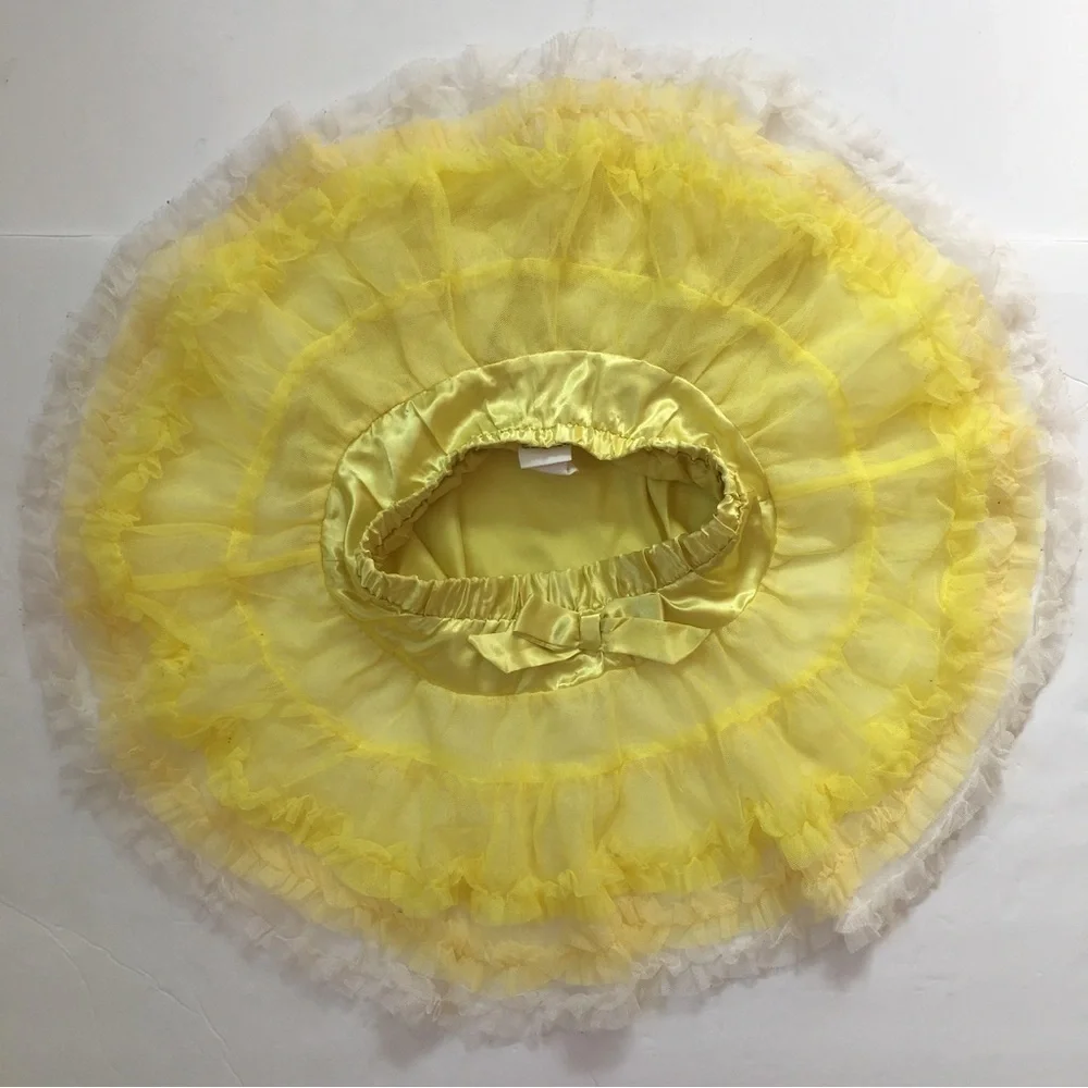 Bundle 2-Pcs Matching Sets Baby Girls Polka Dots White Top Yellow Tutu Skirt